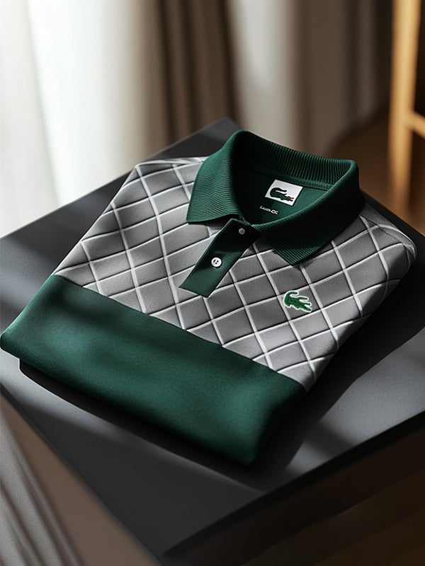 Men's Classic Contrast Logo Short Sleeve Polo Shirt
